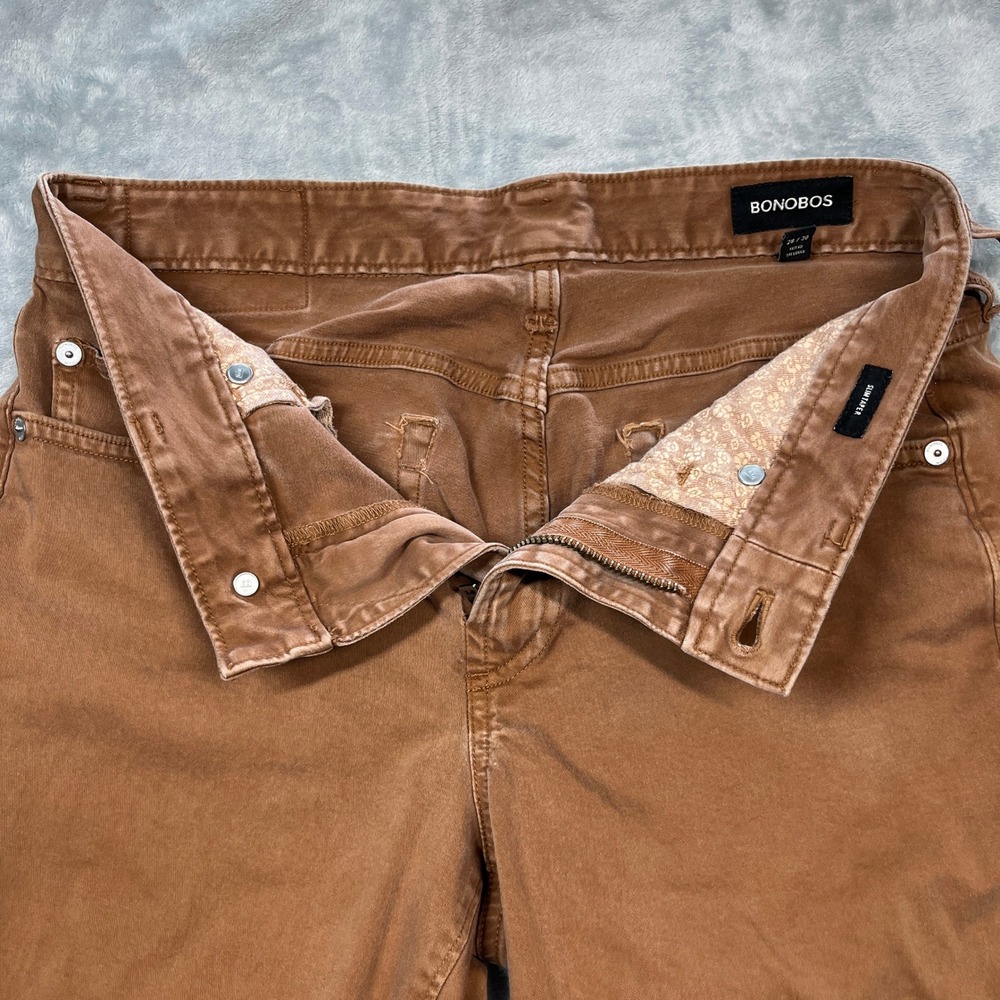 Bonobos Slim Taper Pants Jeans Mens 28x30 Brown Olimpias Italian Cotton Chinos - Picture 5 of 15
